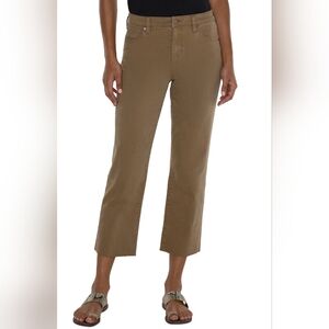 NWT- Liverpool Kennedy Crop Straight Cut Raw Hem Tan Jean Women's Size 28